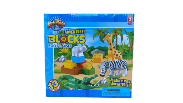 Jeu pour enfant de blocs à construire - 13 pièces - Thématique Zoo.