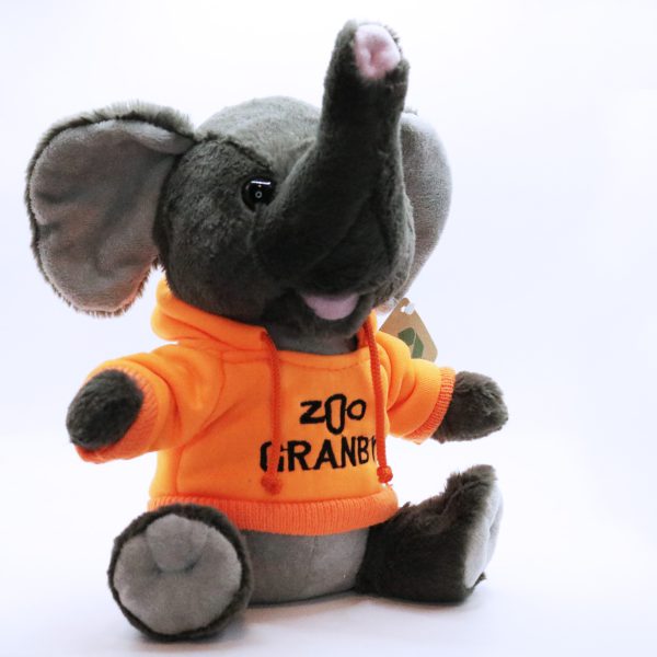 Peluche éléphant avec chandail brodé du Zoo de Granby