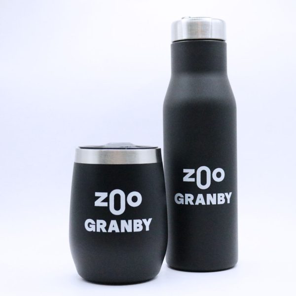 bouteille d'eau et verre à vin Ecovessel - Zoo de Granby - Noir
