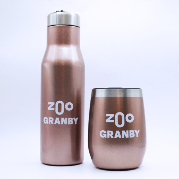 bouteille d'eau et verre à vin Ecovessel - Zoo de Granby - Rose
