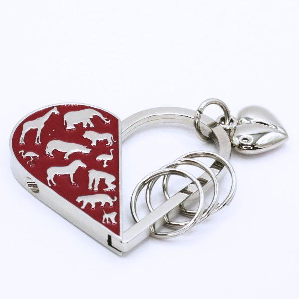 Porte-clé en forme de coeur avec petits animaux_Zoo de Granby