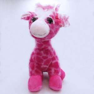 Peluche girafe rose de 12 pouces avec grands cils